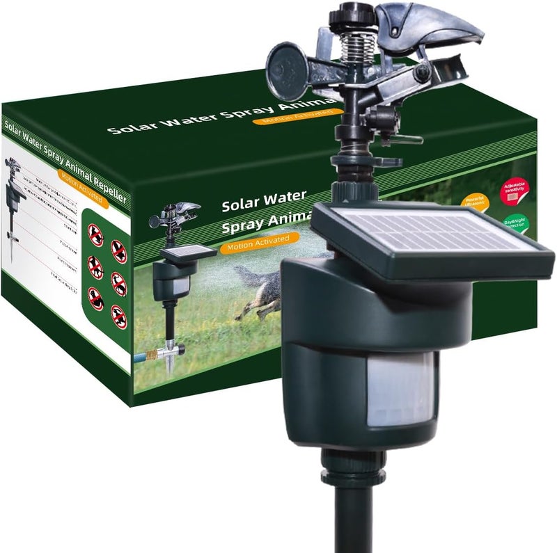 Yardeen [2025 Upgraded] Solar Motion Sensor Sprinkler, Adjustable Garden Water Sprayer with Stake. Day and Night Mode can be Selected - Image 1